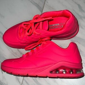 Skechers Women's Neon Coral Air Cooled Memory Foam Sneakers